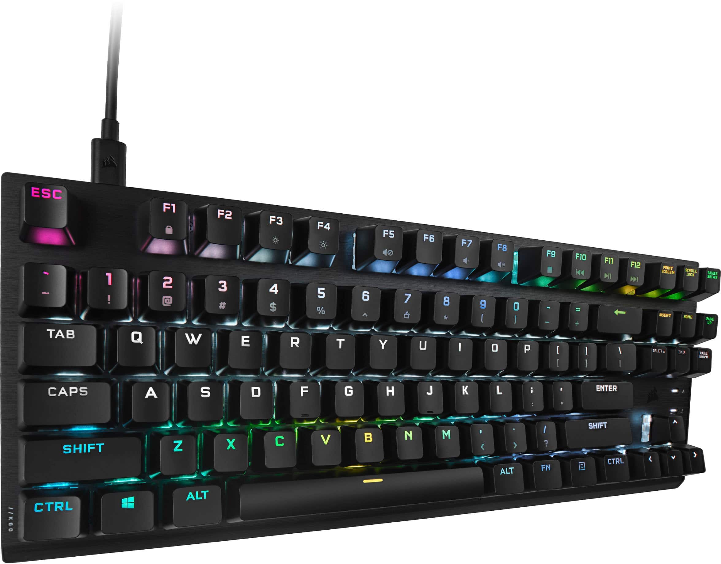 Alt View 13. CORSAIR - K60 PRO TKL Wired Optical-Mechanical OPX Linear Switch Gaming Keyboard with per-key RGB Backlighting - Black.