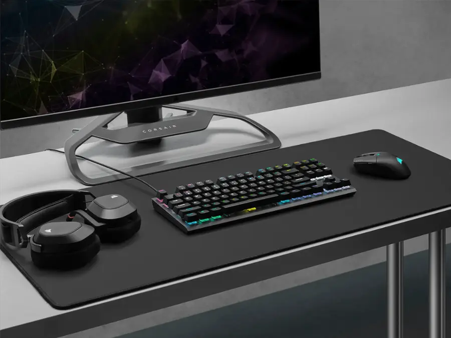 Alt View 22. CORSAIR - K60 PRO TKL Wired Optical-Mechanical OPX Linear Switch Gaming Keyboard with per-key RGB Backlighting - Black.