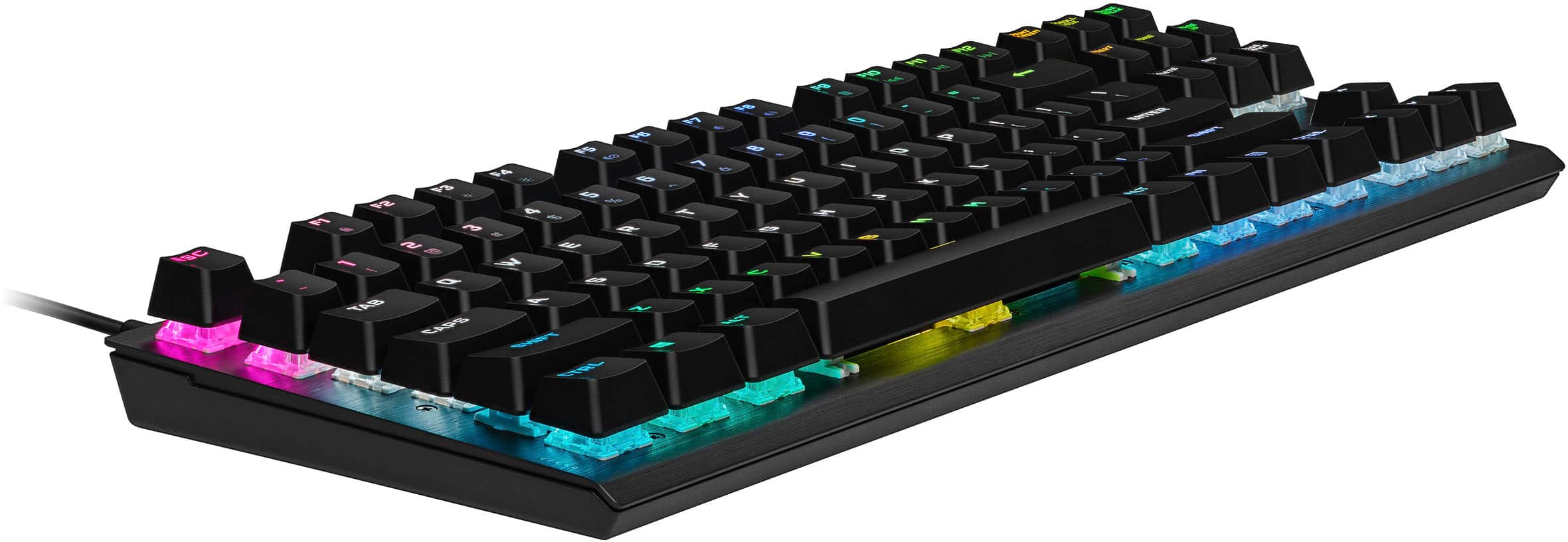 Left. CORSAIR - K60 PRO TKL Wired Optical-Mechanical OPX Linear Switch Gaming Keyboard with per-key RGB Backlighting - Black.