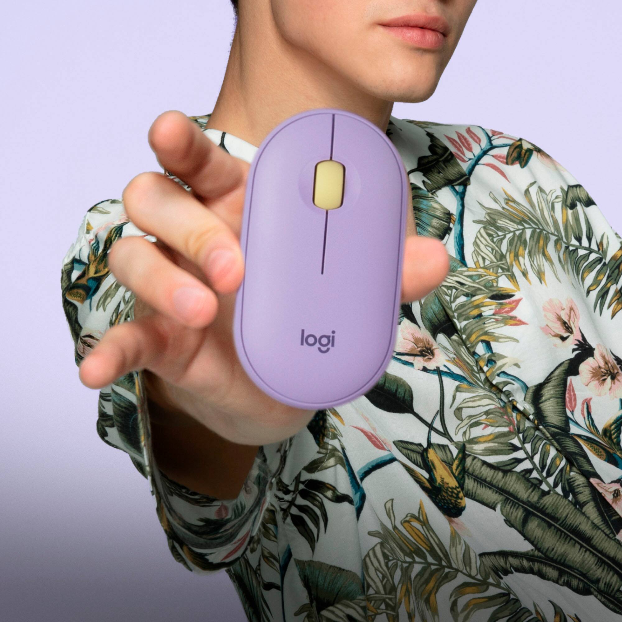 Alt View 13. Logitech - Pebble M350 Wireless Optical Ambidextrous Mouse with Silent Click - Lavender Lemonade.