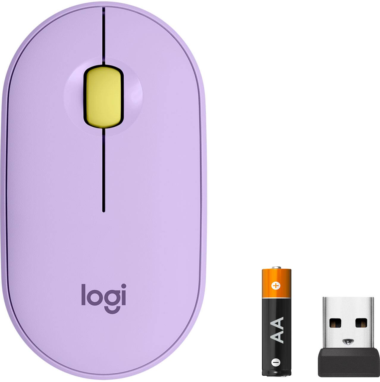 Alt View 17. Logitech - Pebble M350 Wireless Optical Ambidextrous Mouse with Silent Click - Lavender Lemonade.