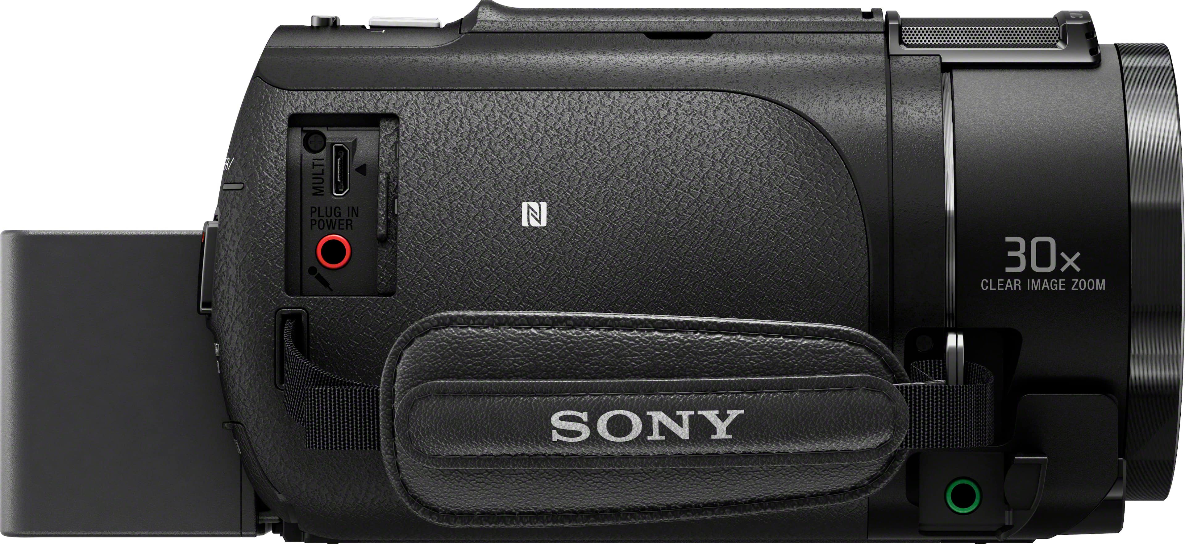 Left. Sony - AX43A 4K Handycam with Exmore R CMOS sensor camcorder - Black.