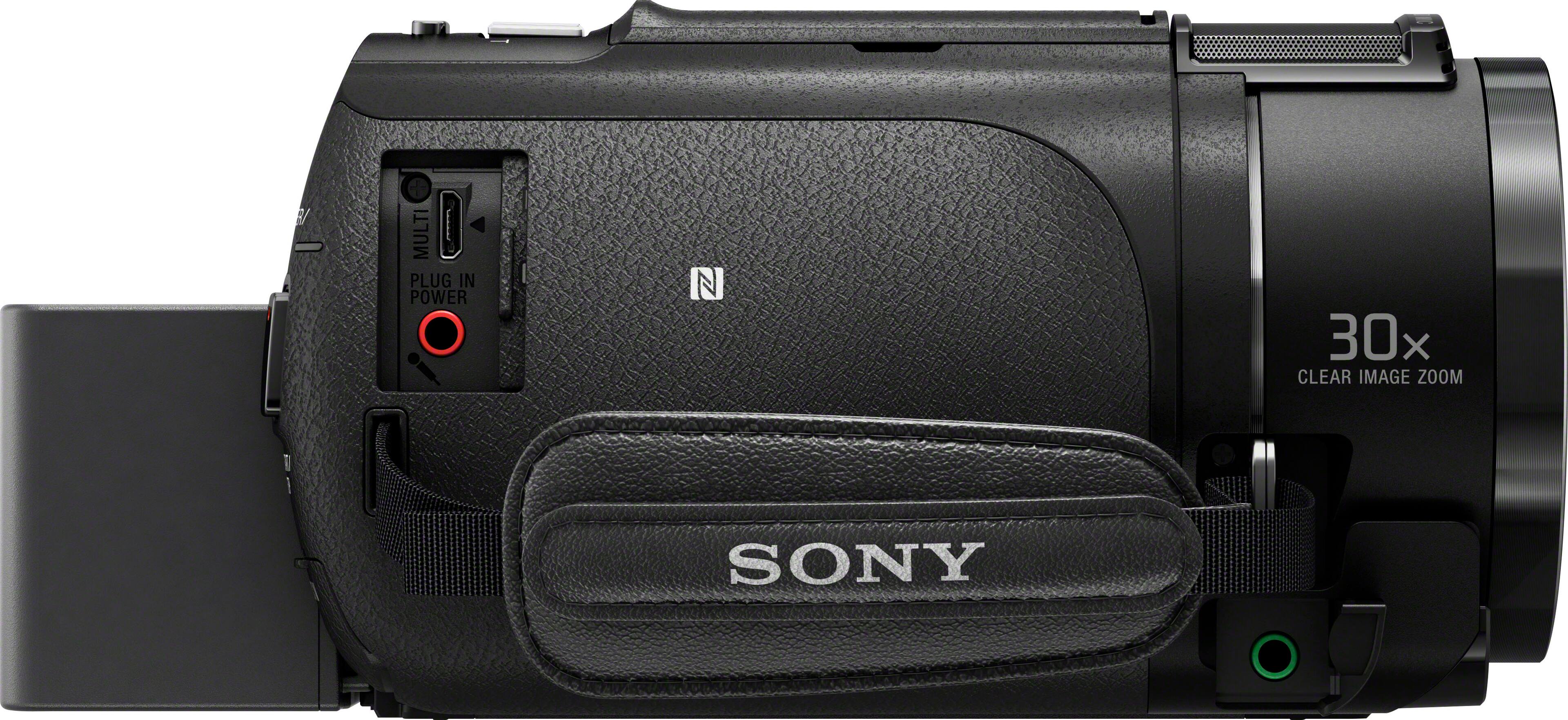 Left. Sony - AX43A 4K Handycam with Exmore R CMOS sensor camcorder - Black.