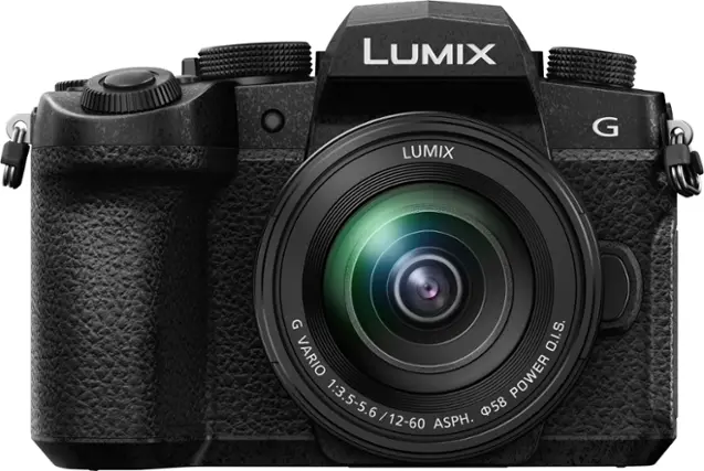 Front. Panasonic - LUMIX G95 Mirrorless 4K Camera with 12-60mm F3.5-5.6 Micro Four Thirds Lens - Black.