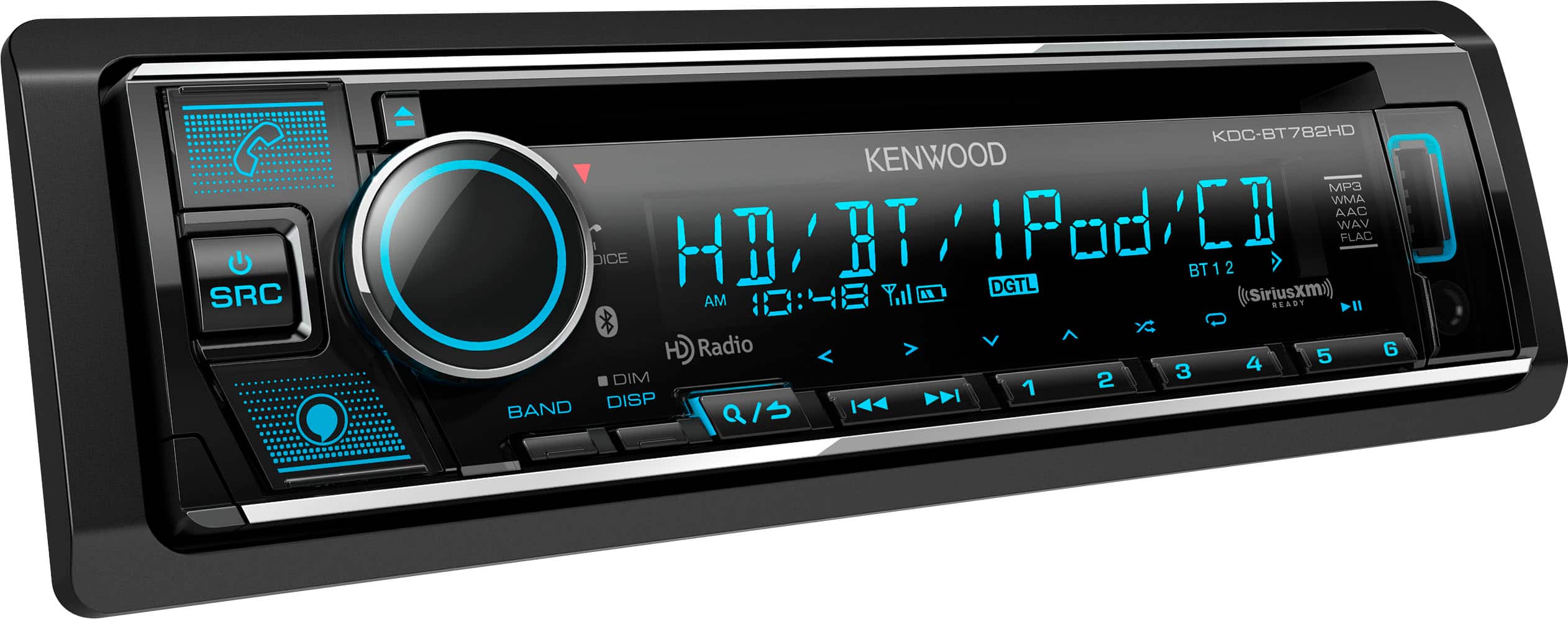 Angle. Kenwood - Bluetooth CD Receiver with Alexa Built in and Satalite Radio Ready - Black.