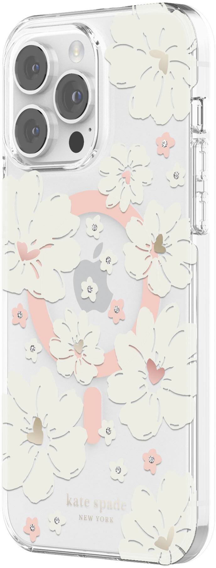 Angle. kate spade new york - Protective Hardshell Magsafe Case for iPhone 14 Pro Max - Peony.