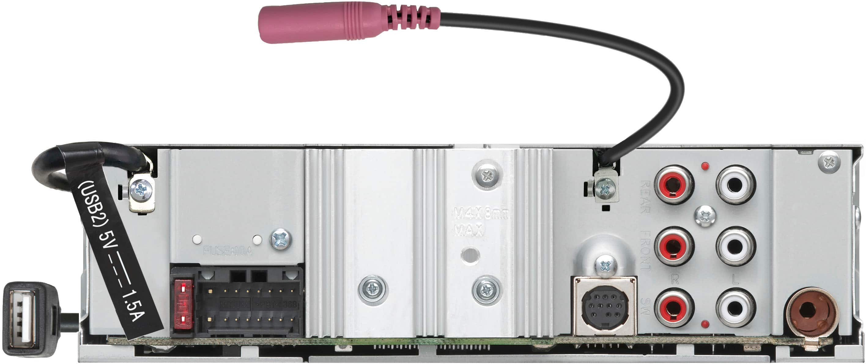 Back. Kenwood - Digital Media Receiver with AM/FM, HD Radio, 3 4 volt Pre outputs, Front Aux and USB input - Black.