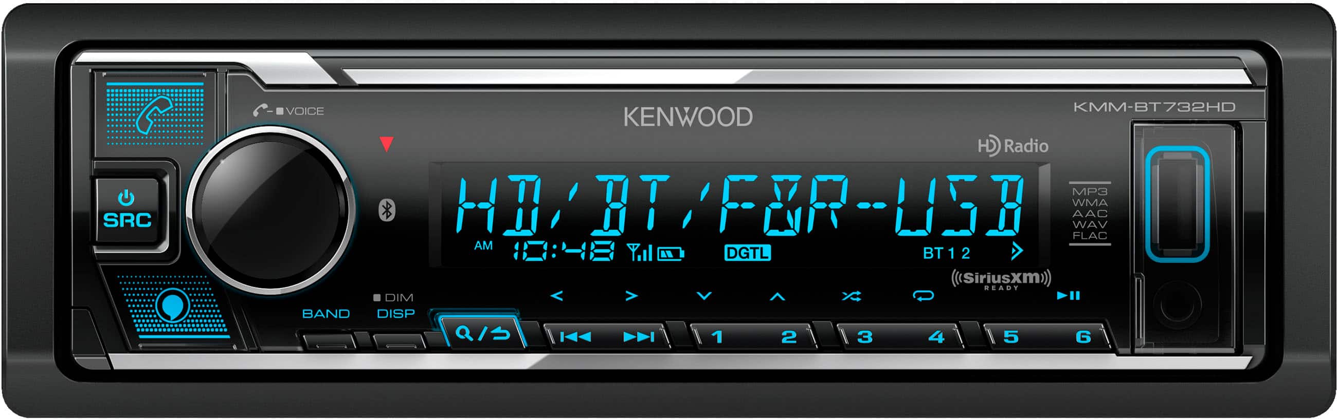 Front. Kenwood - Bluetooth CD Receiver with Alexa Built-In and Satellite Radio-Ready and HD Radio Built-in - Black.