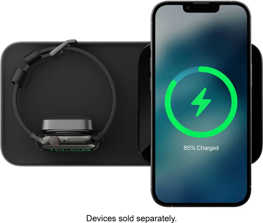 Alt View 15. Nomad - Base One Max MagSafe Charger 15W Wireless Charging Pad for Apple Watch and iPhone - Black.