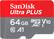 Front. SanDisk - Ultra PLUS 64GB microSDXC UHS-I Memory Card - Gray/Red.