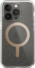 Front. Speck - Presidio Perfect-Clear Case with MagSafe for Apple iPhone 14 Pro - Gold Glitter.