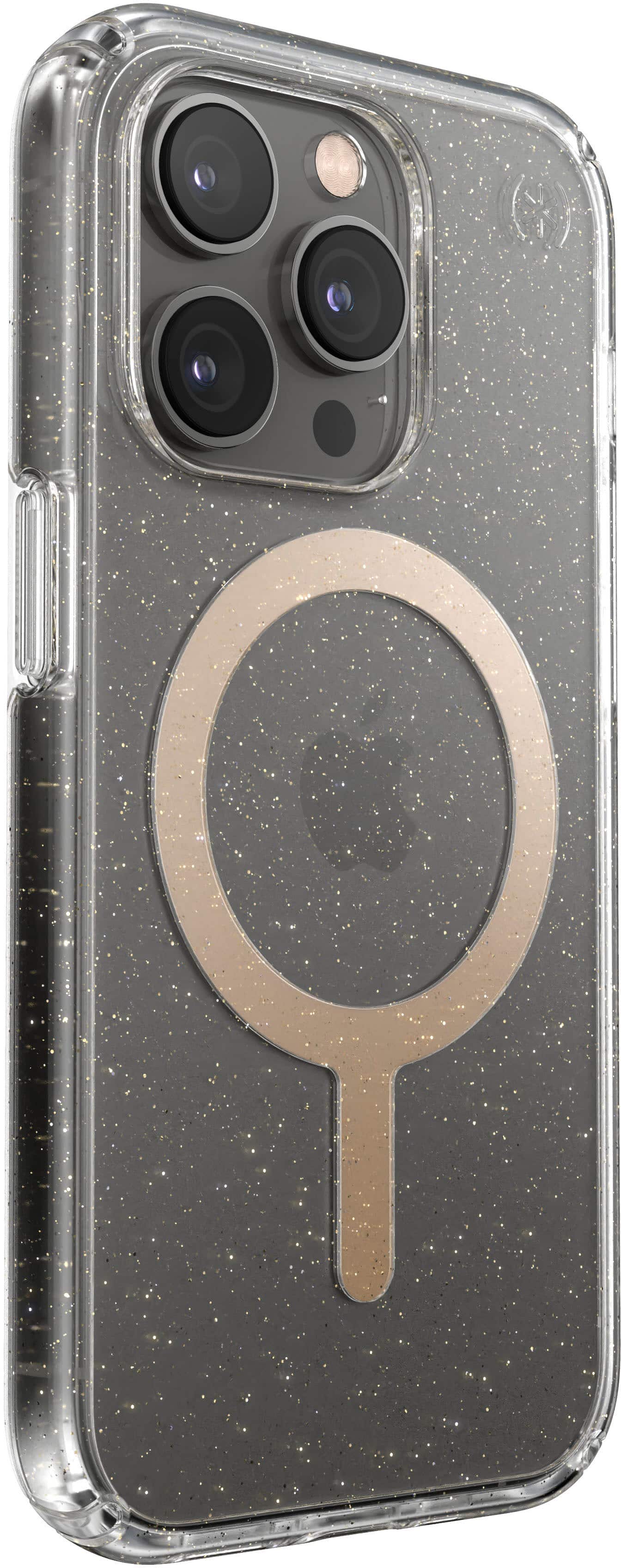Alt View 1. Speck - Presidio Perfect-Clear Case with MagSafe for Apple iPhone 14 Pro - Gold Glitter.
