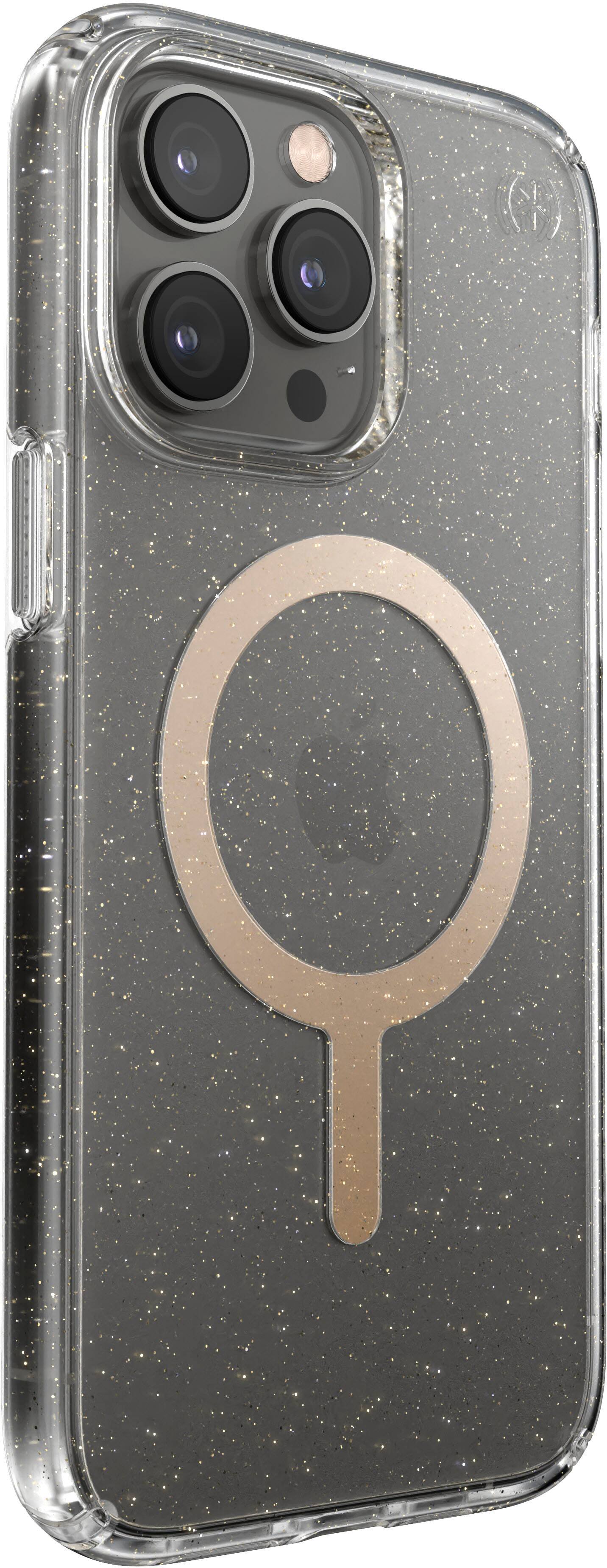 Alt View 1. Speck - Presidio Perfect-Clear Case with MagSafe for Apple iPhone 14 Pro Max - Gold Glitter.
