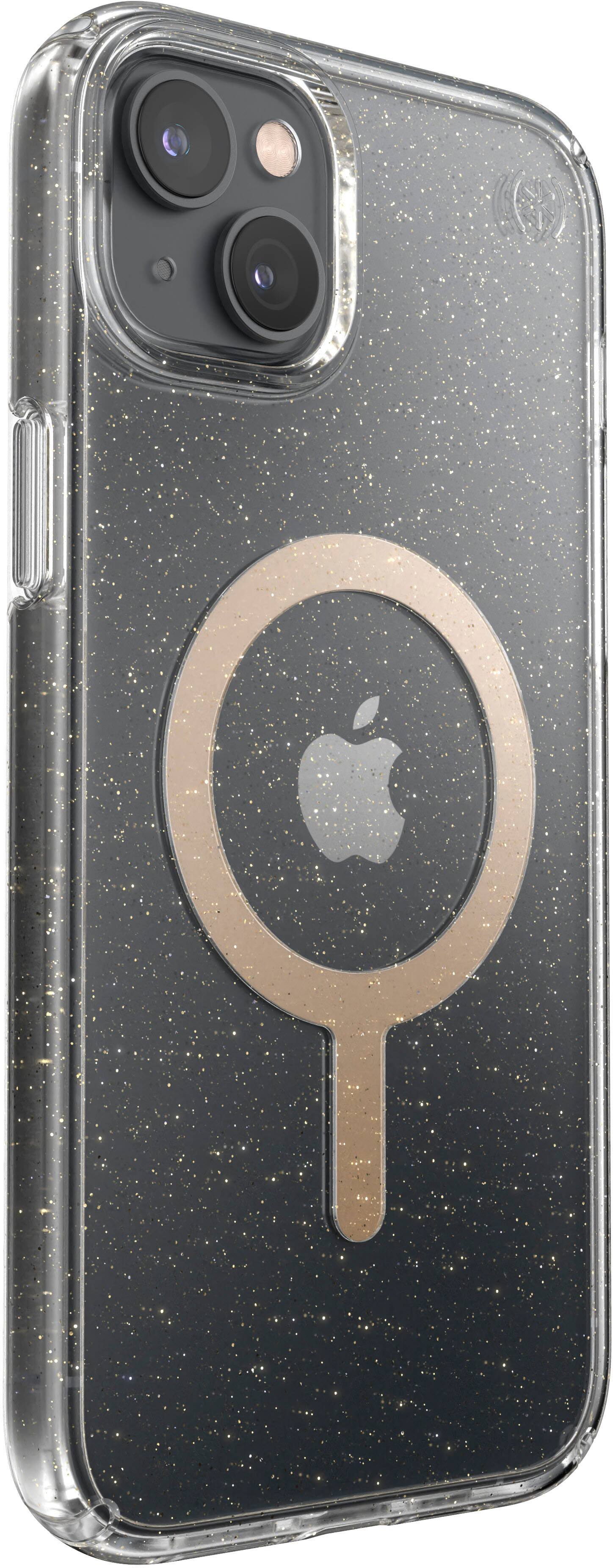 Alt View 1. Speck - Presidio Perfect-Clear Case with MagSafe for Apple iPhone 14 Plus - Gold Glitter.