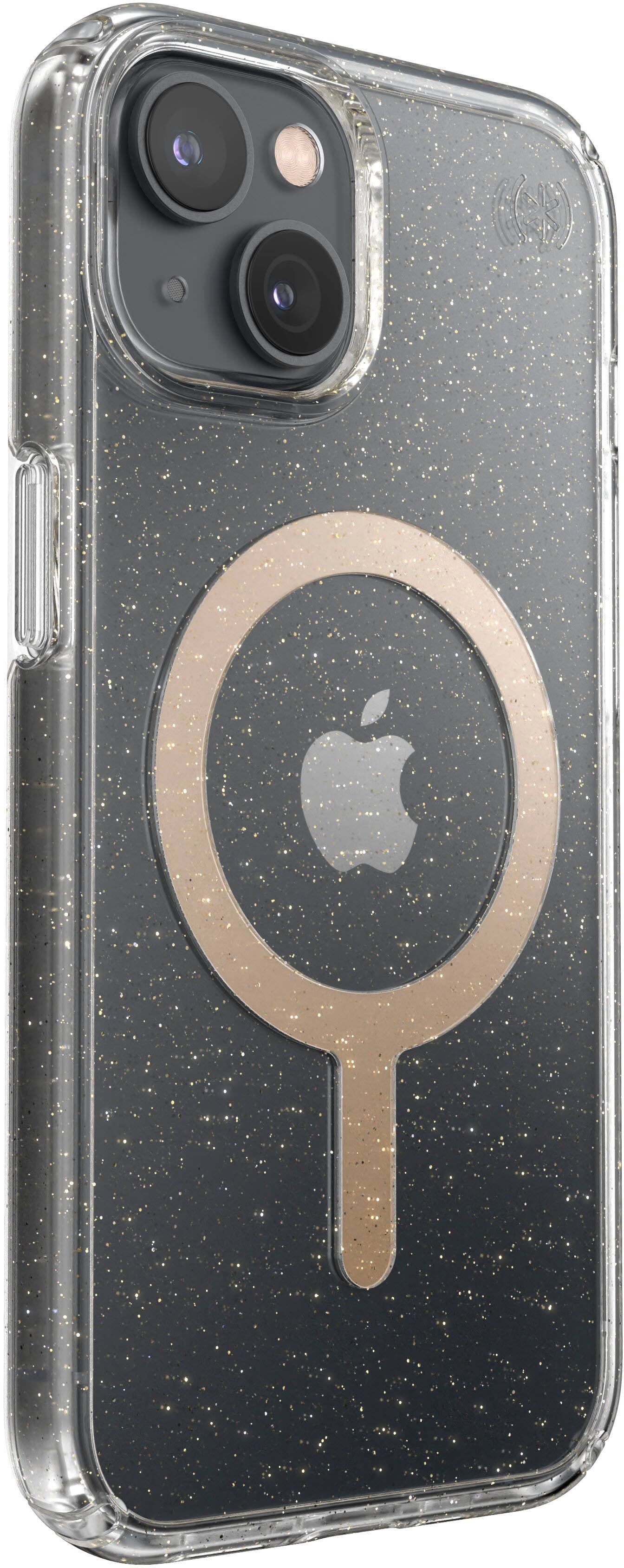 Alt View 1. Speck - Presidio Perfect-Clear Case with MagSafe for Apple iPhone 14 - Gold Glitter.