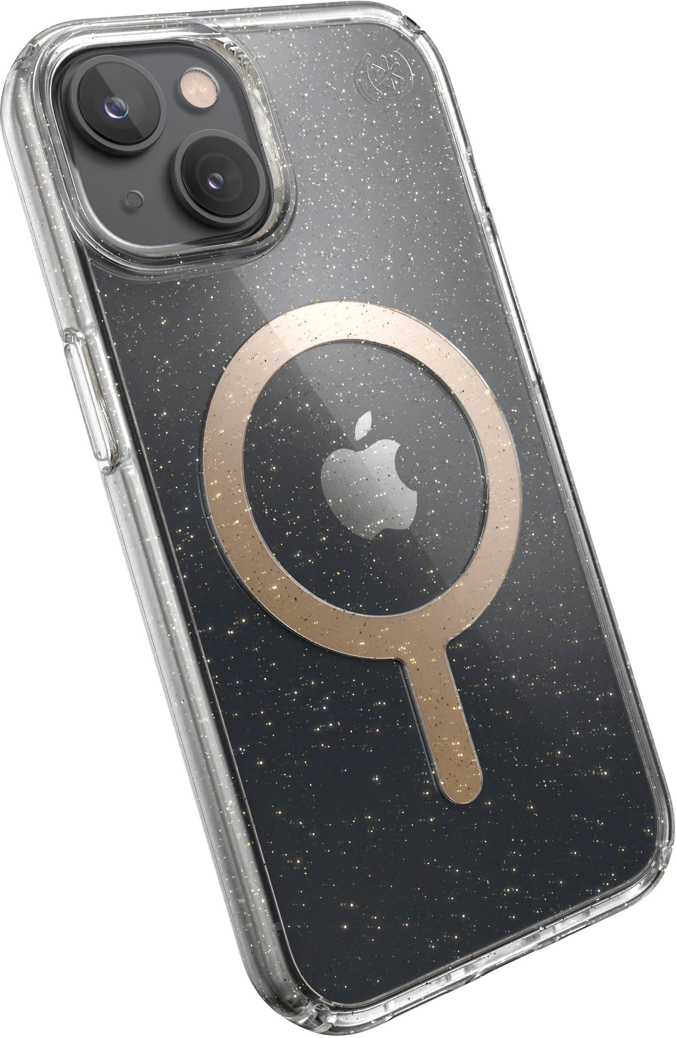 Alt View 2. Speck - Presidio Perfect-Clear Case with MagSafe for Apple iPhone 14 - Gold Glitter.
