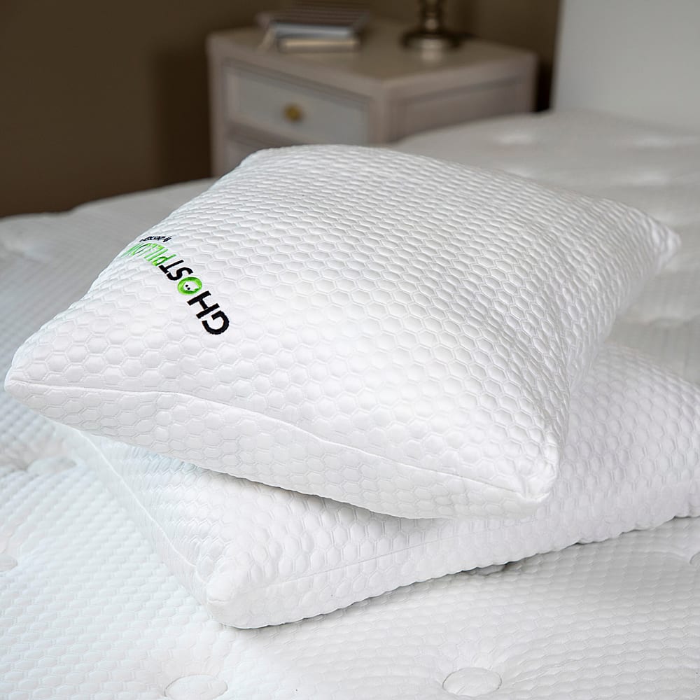 Angle View: Ghostbed - GhostPillow - Cooling Shredded 2 pk - White