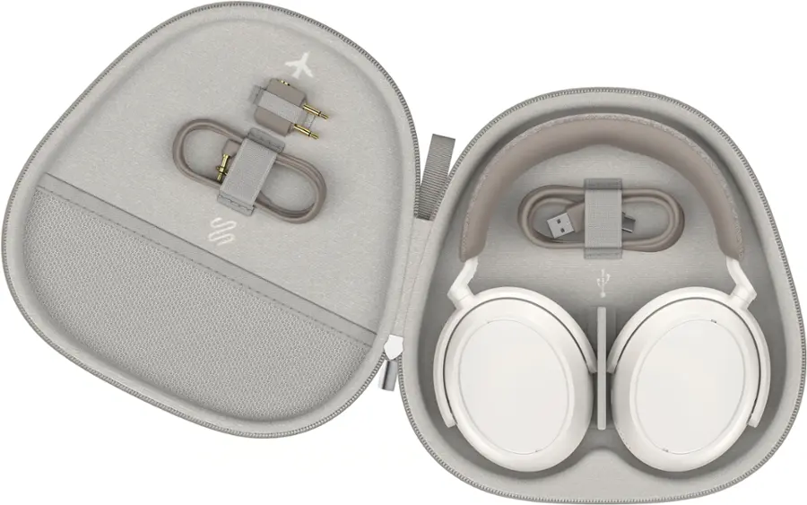 Alt View 13. Sennheiser - Momentum 4 Wireless Adaptive Noise-Canceling Over-The-Ear Headphones - White.