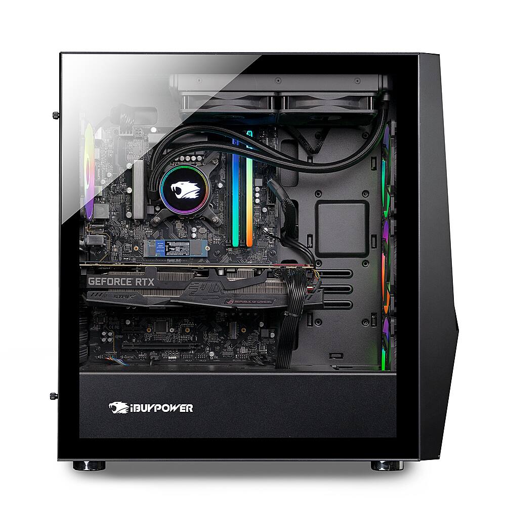 Angle View: iBUYPOWER - Gaming Desktop - SlateMR293i - Intel i9-11900KF - 16GB 3200 DDR4 Memory - NVIDIA RTX 3070 - 1TB SSD - Black