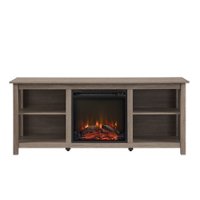 Walker Edison - Mission-Style Fireplace TV Stand for Most TVs up to 65” - Driftwood - Front_Zoom