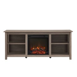 Walker Edison - Mission-Style Fireplace TV Stand for Most TVs up to 65” - Driftwood - Front_Zoom
