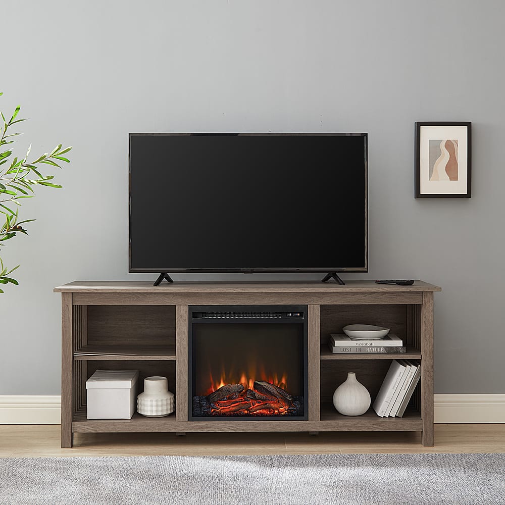 Walker Edison – Mission-Style Fireplace TV Stand for Most TVs up to 65” – Driftwood Sansujyuku sansujyuku.com