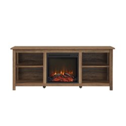 Walker Edison - Mission-Style Fireplace TV Stand for Most TVs up to 65” - Rustic Oak - Front_Zoom