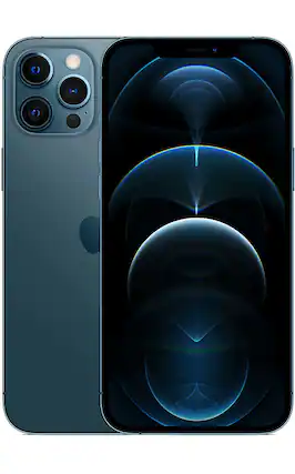 Front. Apple - Pre-Owned iPhone 12 Pro Max 5G 256GB (Unlocked) - Pacific Blue.