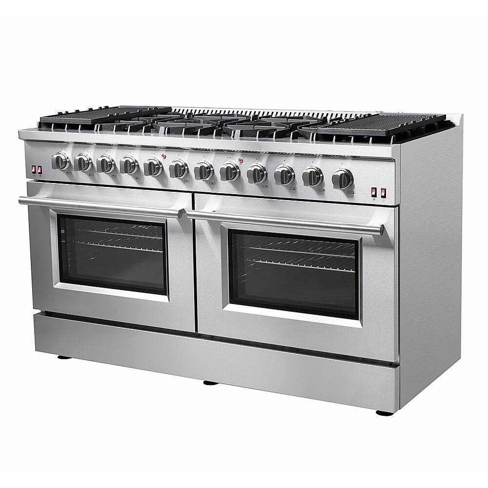 Angle View: Forno Appliances - Galiano Alta Qualita 8.64 cu.ft. Freestanding Double Oven Gas Range with Convection Oven - Stainless Steel