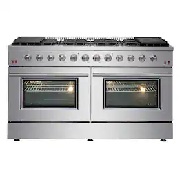 Forno Appliances - Galiano Alta Qualita 8.64 cu.ft. Freestanding Double Oven Gas Range with Convection Oven - Stainless Steel
