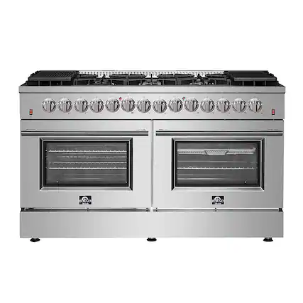 Front. Forno Appliances - Galiano Alta Qualita 8.64 cu. ft. Freestanding Double Oven Dual Fuel Range with Convection Oven - Stainless Steel.