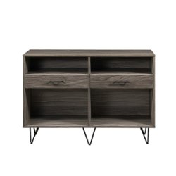 Walker Edison - Contemporary Minimalist 2-Drawer Entry Table - Slate Grey - Front_Zoom
