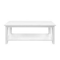 Walker Edison - Modern Minimal Coffee Table with Lower Shelf - Solid White - Front_Zoom