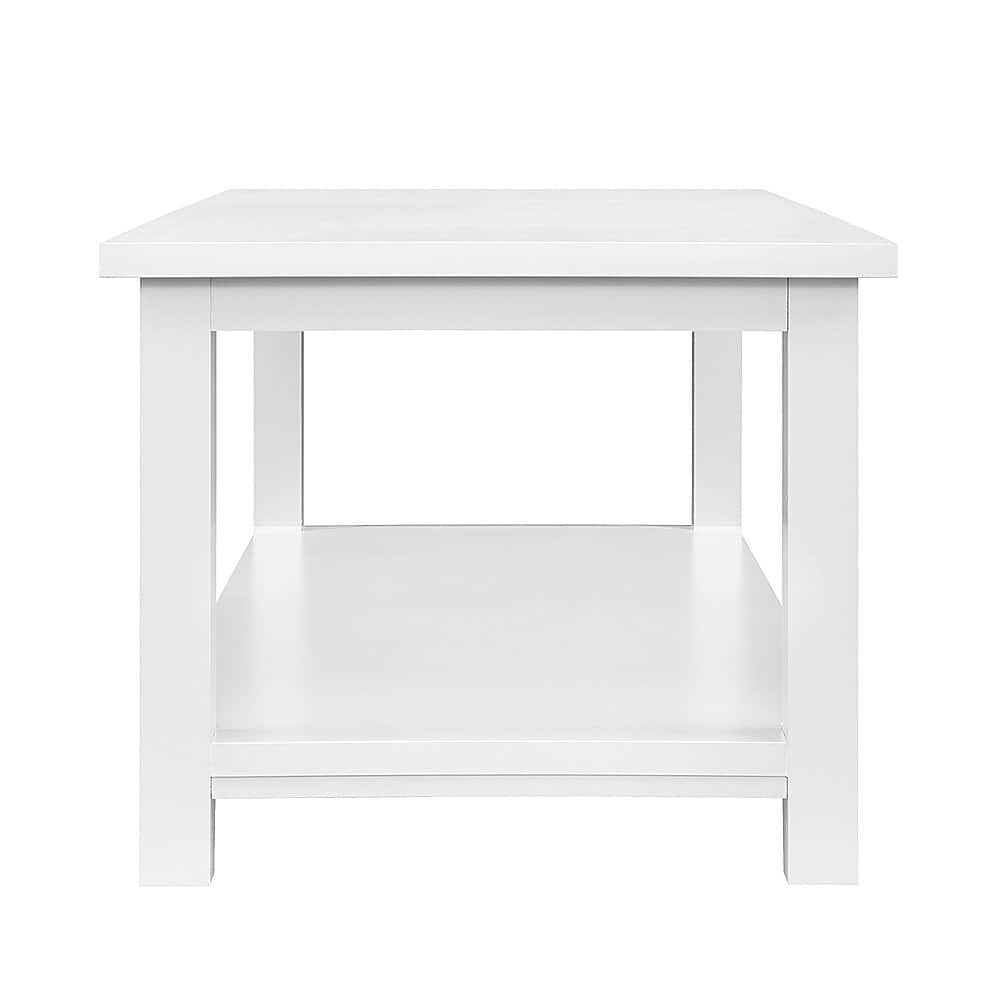 Walker Edison Modern Minimal Coffee Table with Lower Shelf Solid White ...