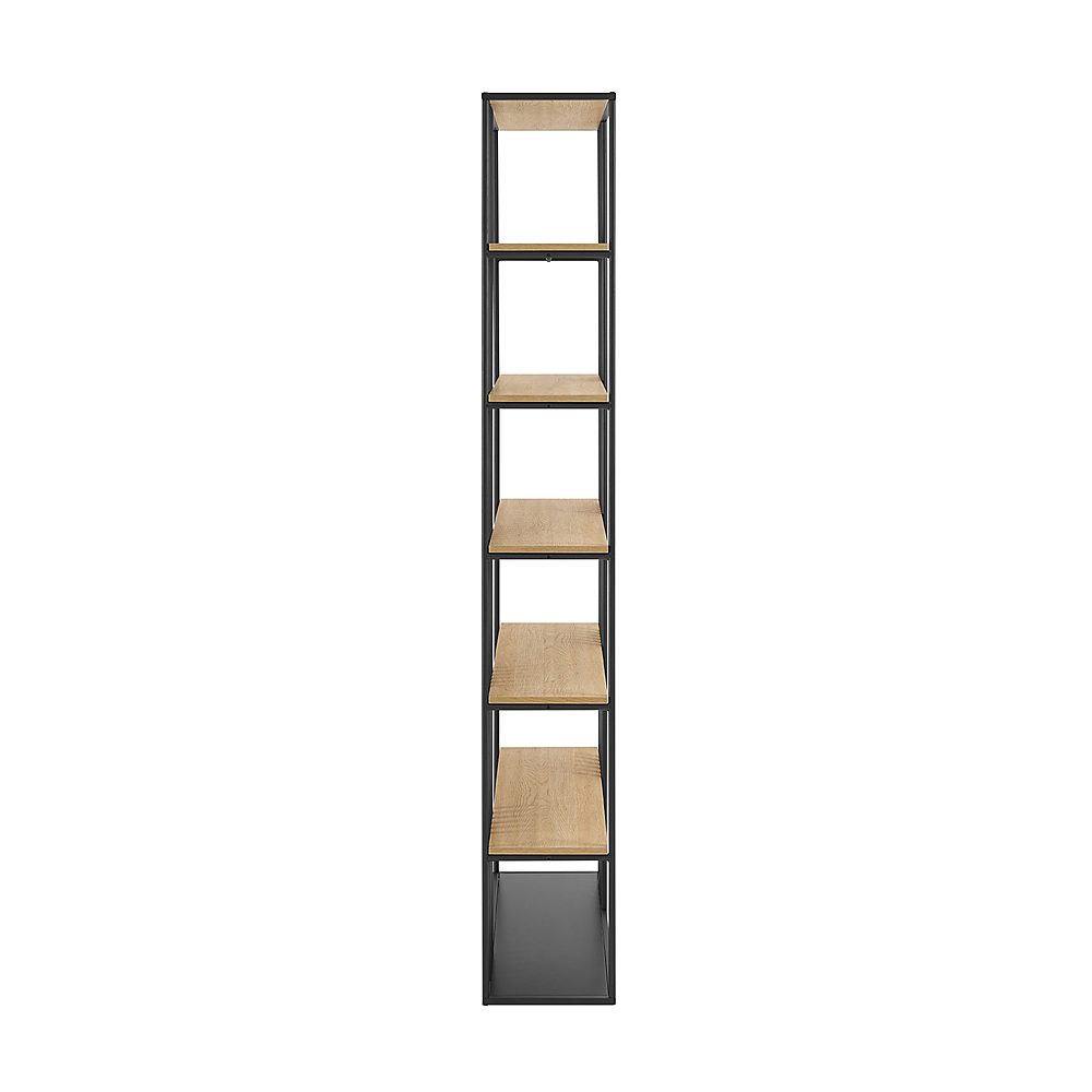 Tall Bookcase with Closed and Open Storage, Coastal Oak/Black