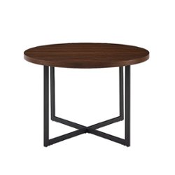 Walker Edison - Mid-Century Modern Metal and Wood Dining Table - Dark Walnut/Black - Front_Zoom