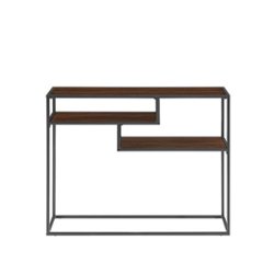 Walker Edison - Modern Minimal Entryway Table with Floating Shelves - Dark Walnut/Black - Front_Zoom