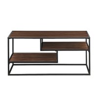 Walker Edison - Modern Minimal Coffee Table with Floating Shelves - Dark Walnut - Front_Zoom