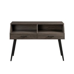Walker Edison - Contemporary 2-Drawer Entry Table with Glass Shelves - Stale Grey/Black - Front_Zoom