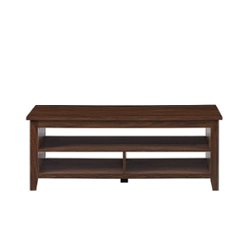 Walker Edison - Coastal Grooved-Panel Storage Coffee Table - Dark Walnut - Front_Zoom