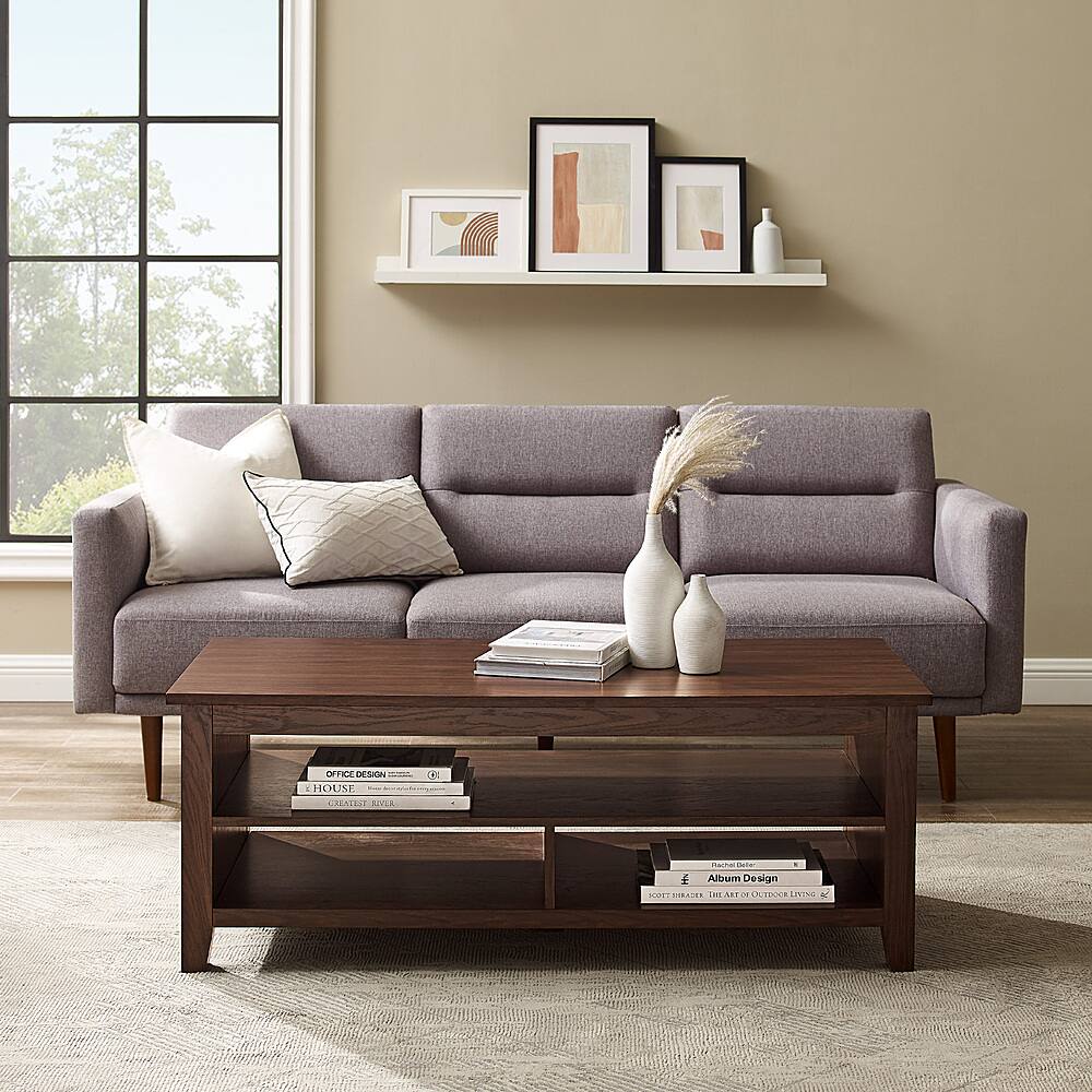 Alt View 11. Walker Edison - Coastal Grooved-Panel Storage Coffee Table - Dark Walnut.