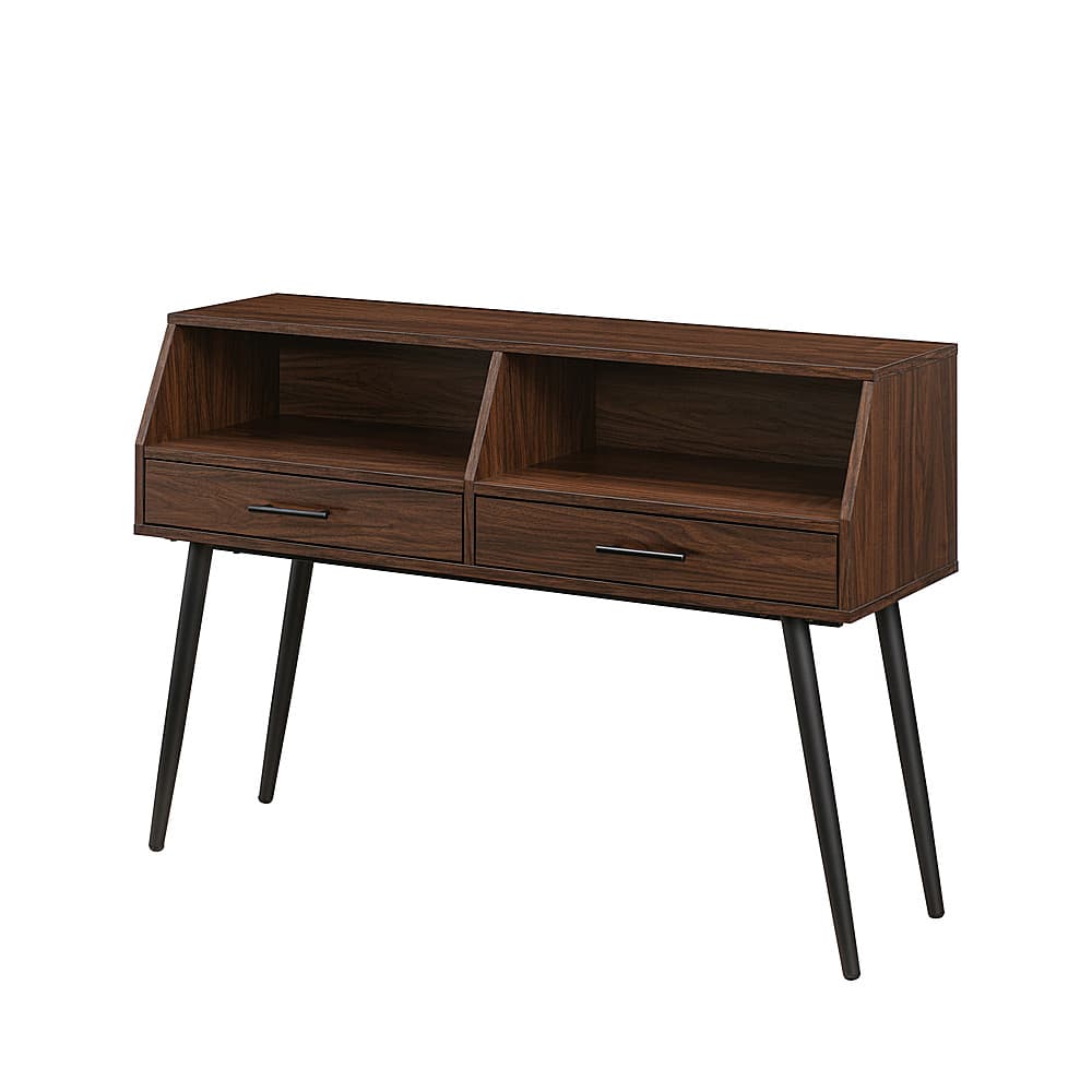 Walker Edison – Contemporary 2-Drawer Entry Table with Glass Shelves – Dark Walnut/Black Sansujyuku sansujyuku.com