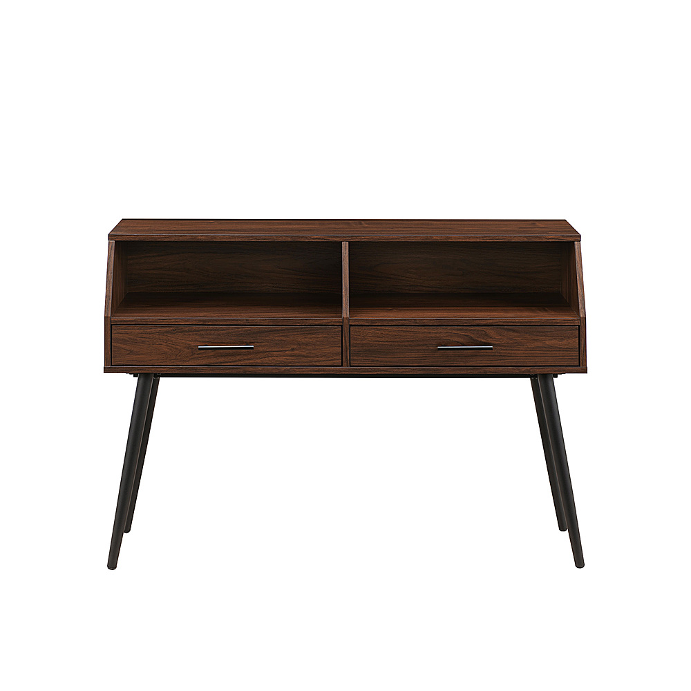 Walker Edison Contemporary 2-Drawer Entry Table with Glass Shelves Dark ...