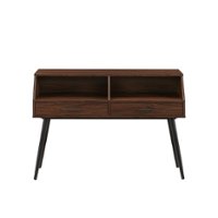 Walker Edison - Contemporary 2-Drawer Entry Table with Glass Shelves - Dark Walnut/Black - Front_Zoom