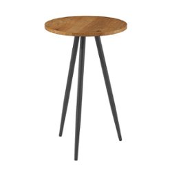 Walker Edison - Modern Glam Minimal Round Side Table - English Oak/Black - Front_Zoom