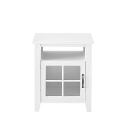 Walker Edison - Classic Glass-Door Side Table with Cubby - Solid White - Front_Zoom