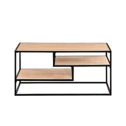 Walker Edison - Modern Minimal Coffee Table with Floating Shelves - Coastal Oak - Front_Zoom