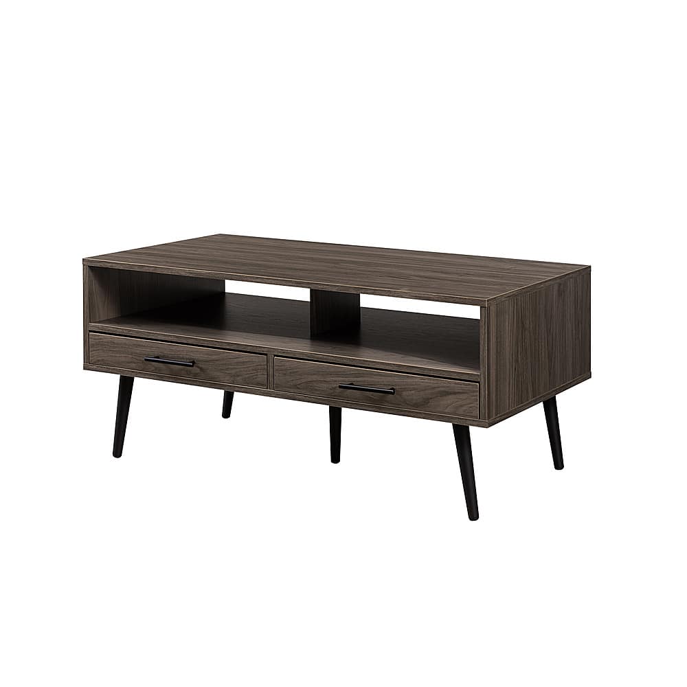 Walker Edison – Contemporary 2-Drawer Coffee Table with Open Storage – Slate Grey/Black Sansujyuku sansujyuku.com