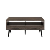 Walker Edison - Contemporary 2-Drawer Coffee Table with Open Storage - Slate Grey/Black - Front_Zoom