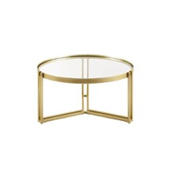 Walker Edison - Contemporary Metal and Glass Coffee Table - Gold - Front_Zoom